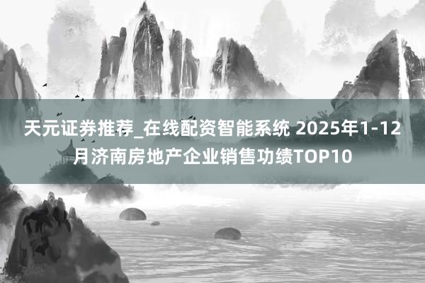 天元证券推荐_在线配资智能系统 2025年1-12月济南房地产企业销售功绩TOP10