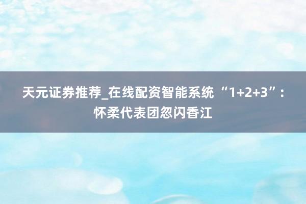 天元证券推荐_在线配资智能系统 “1+2+3”：怀柔代表团忽闪香江