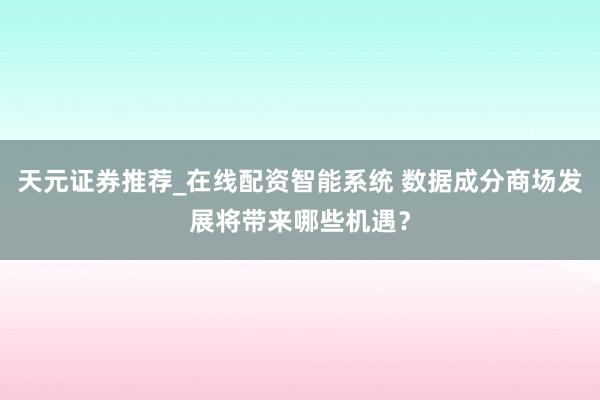 天元证券推荐_在线配资智能系统 数据成分商场发展将带来哪些机遇？